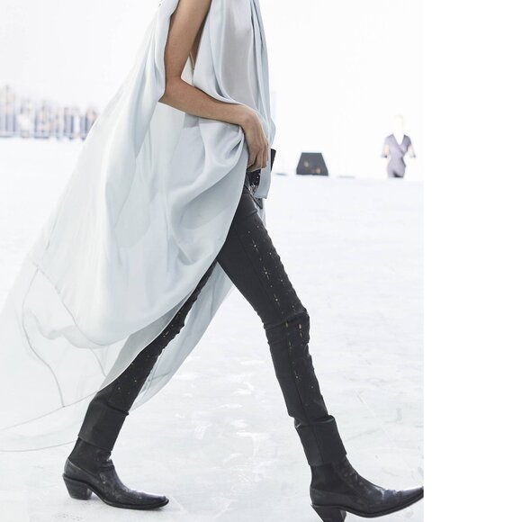 HAIDER ACKERMANN • SS2019 Laser Cut Black Leather Leggings FR 38 US 6-8 M IT 42